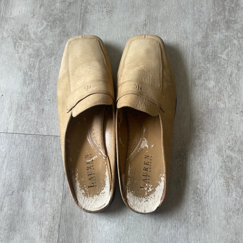 Ralph Lauren Vintage Tan Suede Loafer Mules
